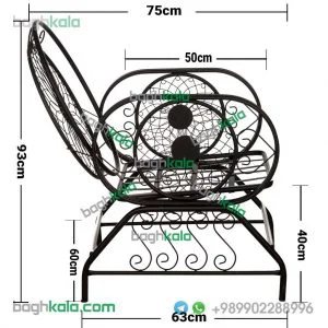 صندلی ویلایی فرفورژه اطلسی ابعاد صندلی ویلایی فرفورژه اطلسی