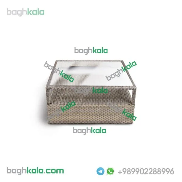 میز حصیری مربع دو طبقه نیلوفر